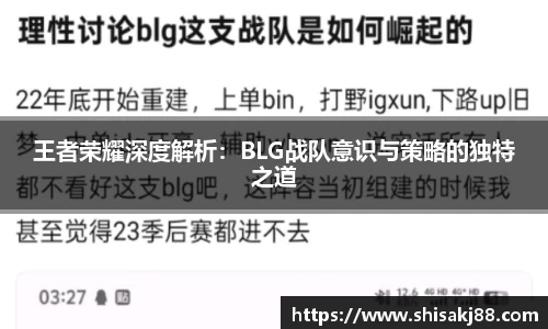 王者荣耀深度解析：BLG战队意识与策略的独特之道